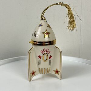 Lenox Commemorative 2000 Y2K Rocket‎ Ship Time Capsule Trinket Box Ornament